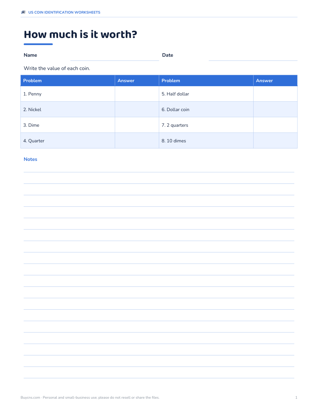 Preview of the first page of Match value to coin