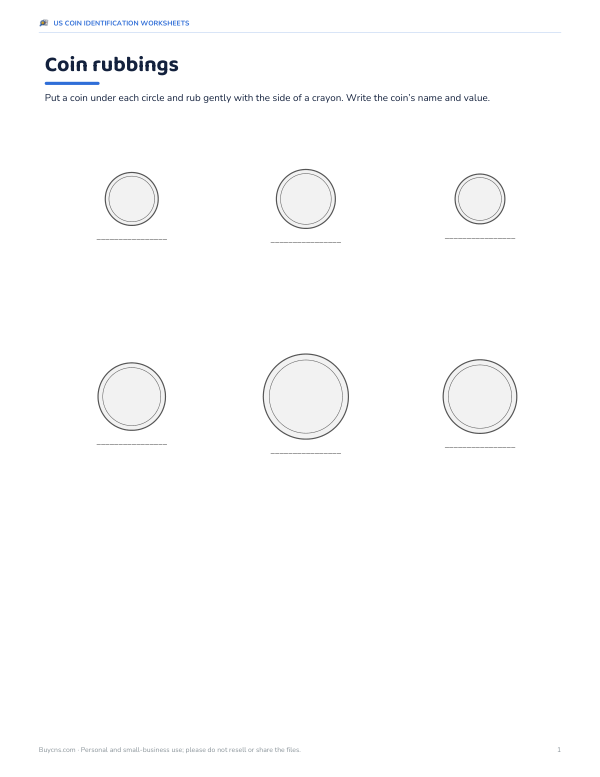 Preview of Printable Coin Rubbing Sheet